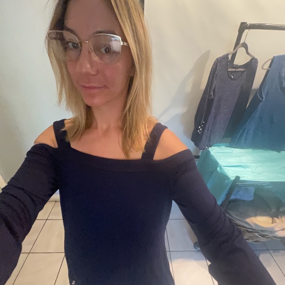 Navy 3-qtr blouses with BLUE COLDWATER CREEK lace V-neck & white Cami 4pc BUNDLE - Picture 13 of 15